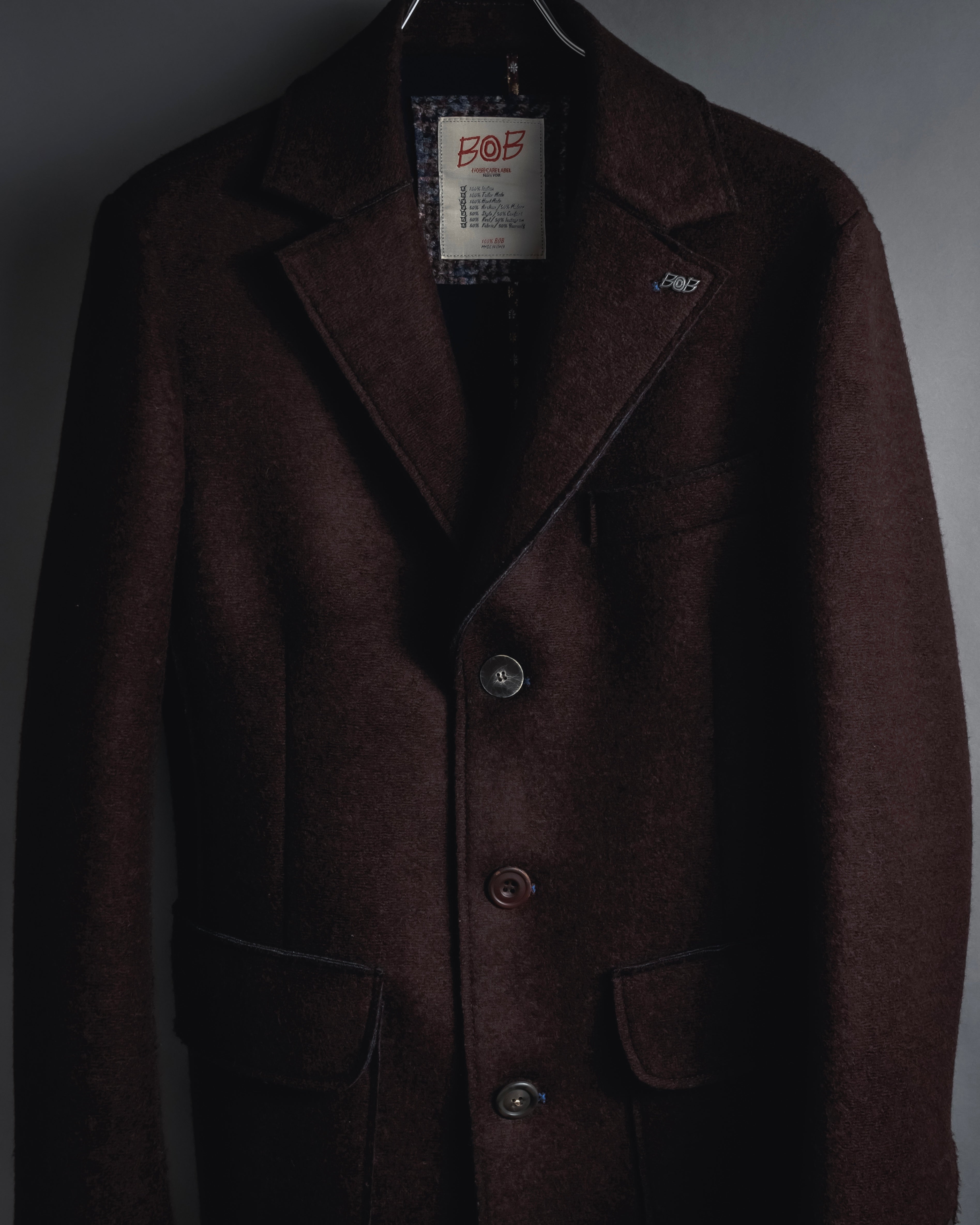 "BOB" Brushed wool single-breasted coat
