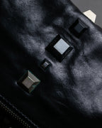 "DIESEL" Silver stud design leather one shoulder bag
