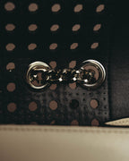 "Salvatore Ferragamo" 2010's-20's Ivory perforated leather chain shoulder bag
