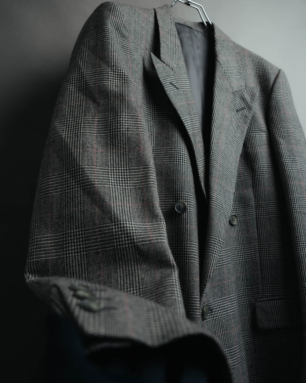 -MOOD MILLÉSIMES- 80’s-90’s Prince of Wales check wool double-breasted setup suit