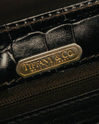 -SPECIAL- "TIFFANY & CO." 70's-80's Shiny crocodile top handle bag
