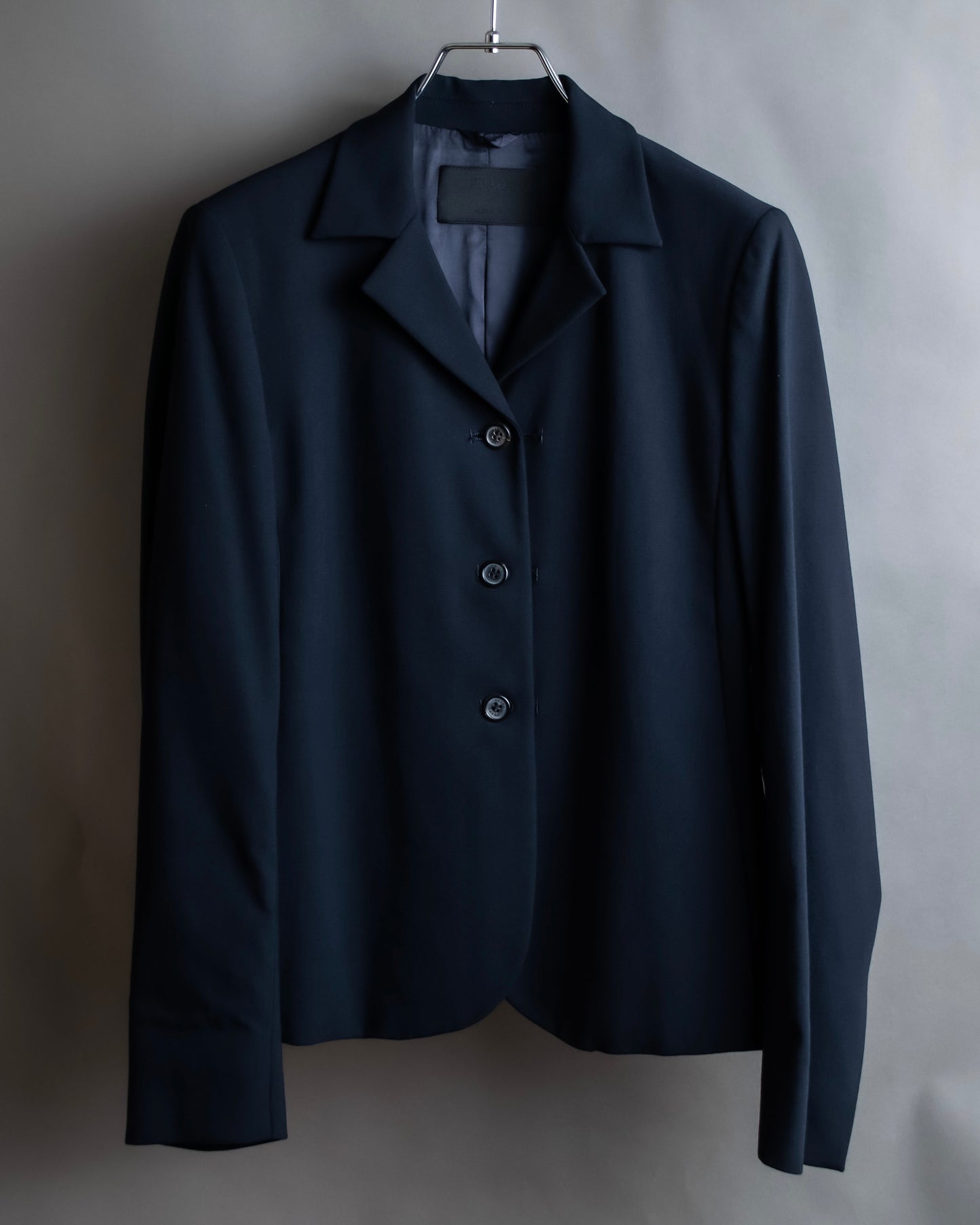 "PRADA" Short length tailored jacket & cropped skirt navy color set up