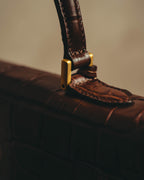 -SPECIAL- "CRISTIAN FLORENCE" 90's-00's Classic crocodile embossed leather structured top handle bag