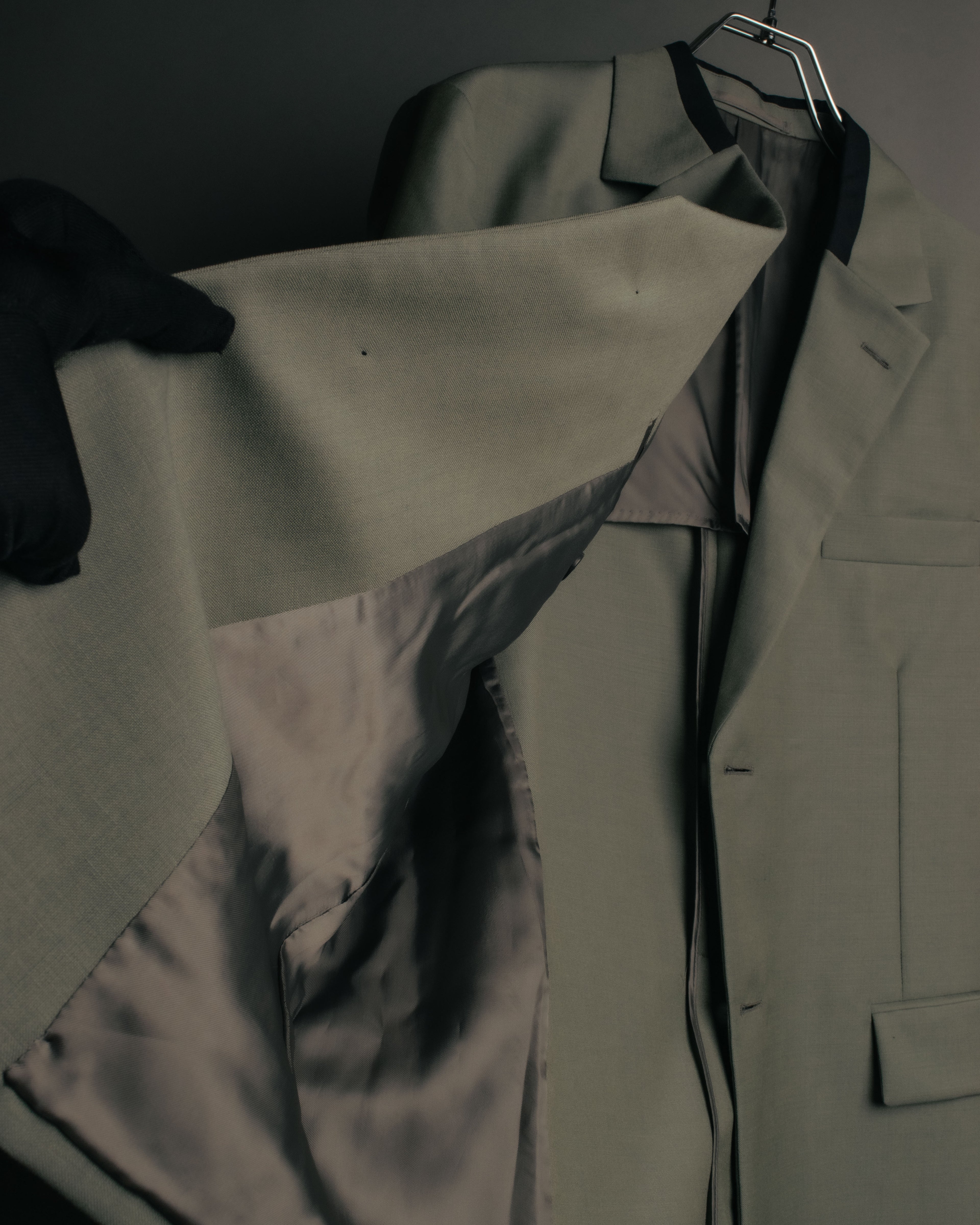 "PRADA" 2012AW Wool-mohair tailored jacket with contrast collar detail