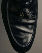 "GUCCI" 80's Vintage anchor motif tassel leather loafers