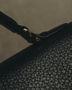 "Burberrys" 80's-90's Classic black leather top-handle handbag