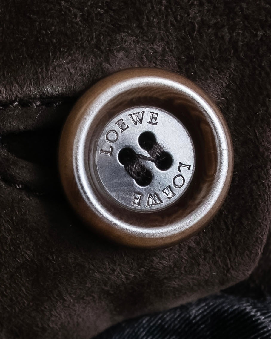 "LOEWE" 80's flowing line suede leather chester coat