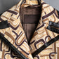 "PRADA" 1996fall Geometric pattern leather trim design mid length coat