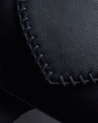 "YVES SAINT LAURENT" Hand stitched design trapezoid leather bag