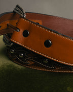 "ARIAT" 00's-10's Studded tooled leather western belt