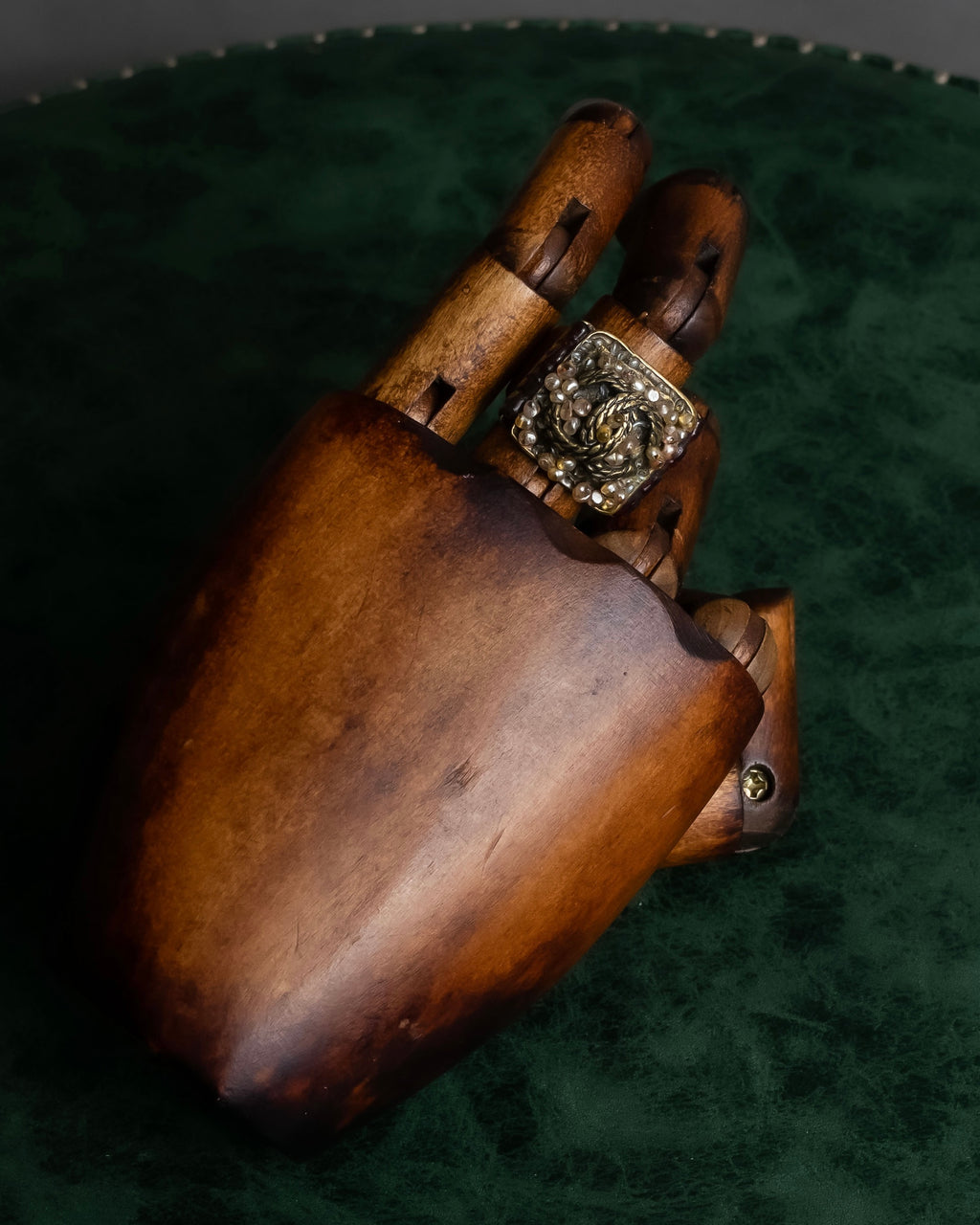 "CHANEL" Glass pearl Coco mark motif gold ring