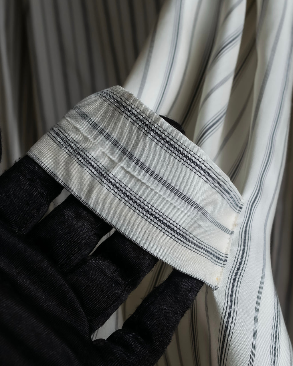 "MAISON MARGIELA" 16SS bowtie design striped long shirt