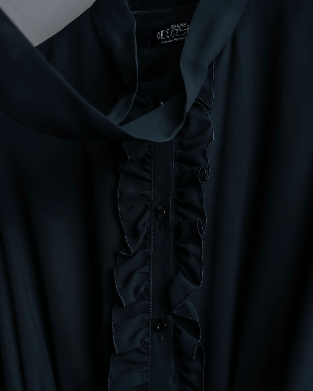 "SOANA" Bowtie belted design long black dress