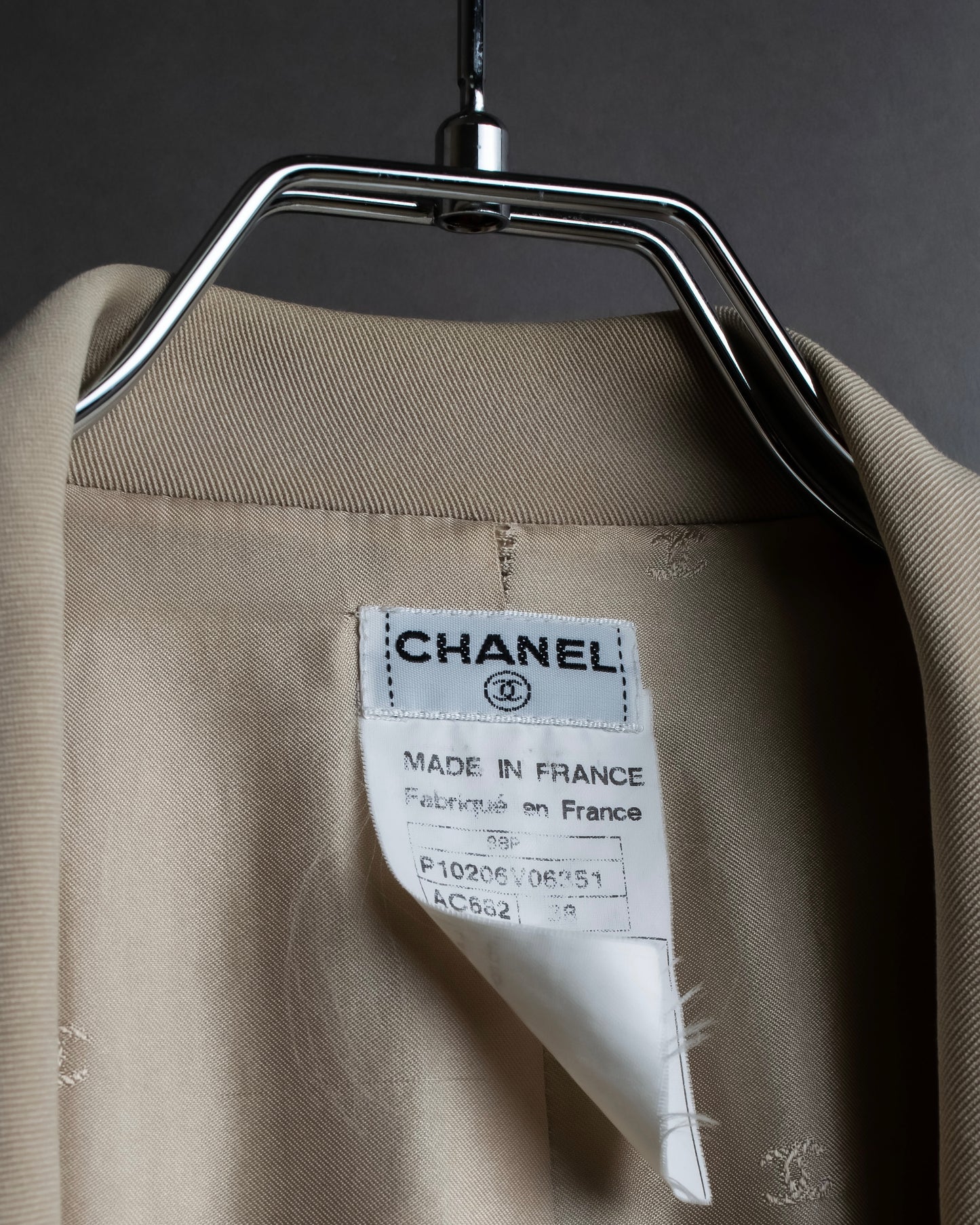 "CHANEL" Large lapel double breasted straight line coat