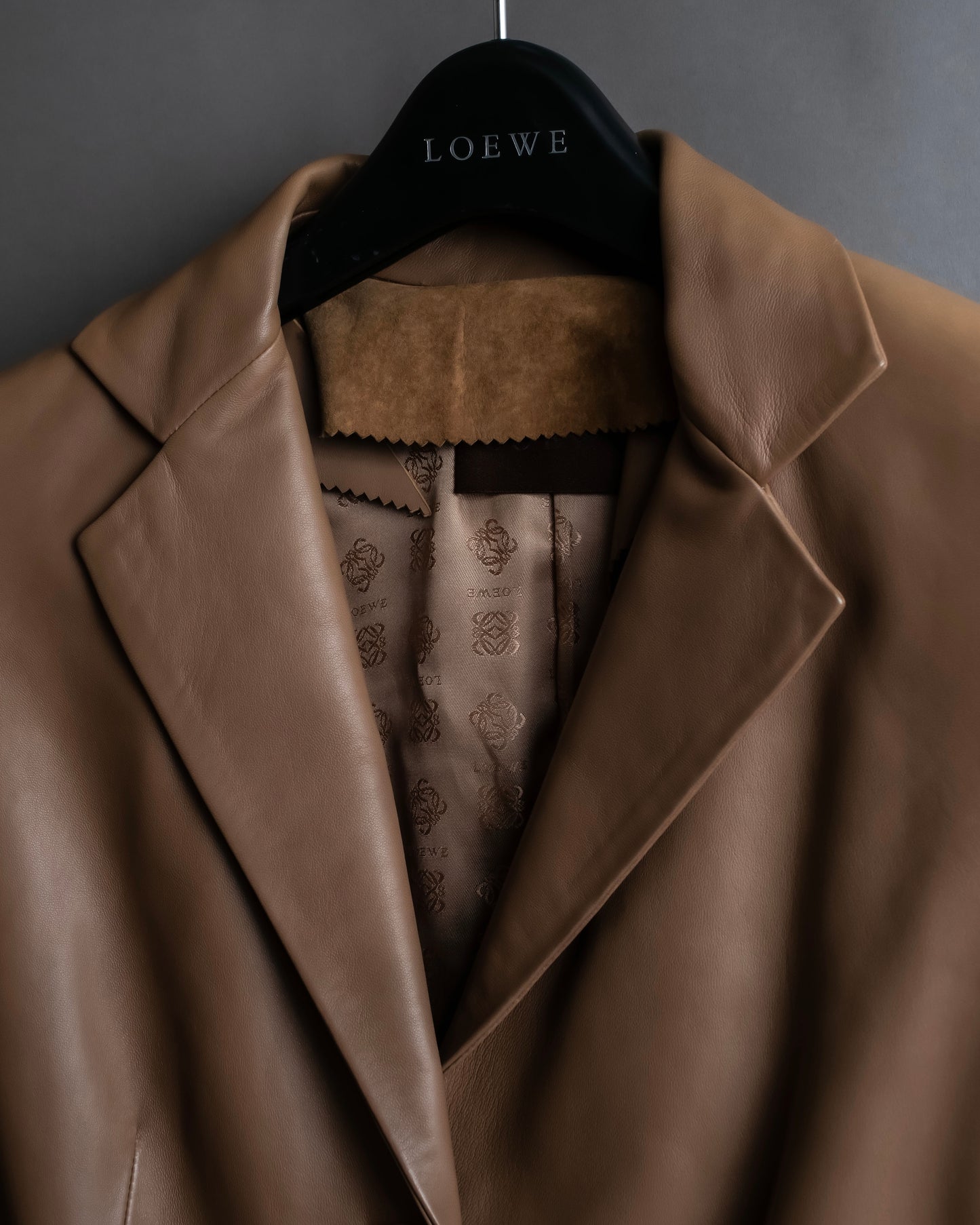 "LOEWE"  Camel brown leather tailored jacket