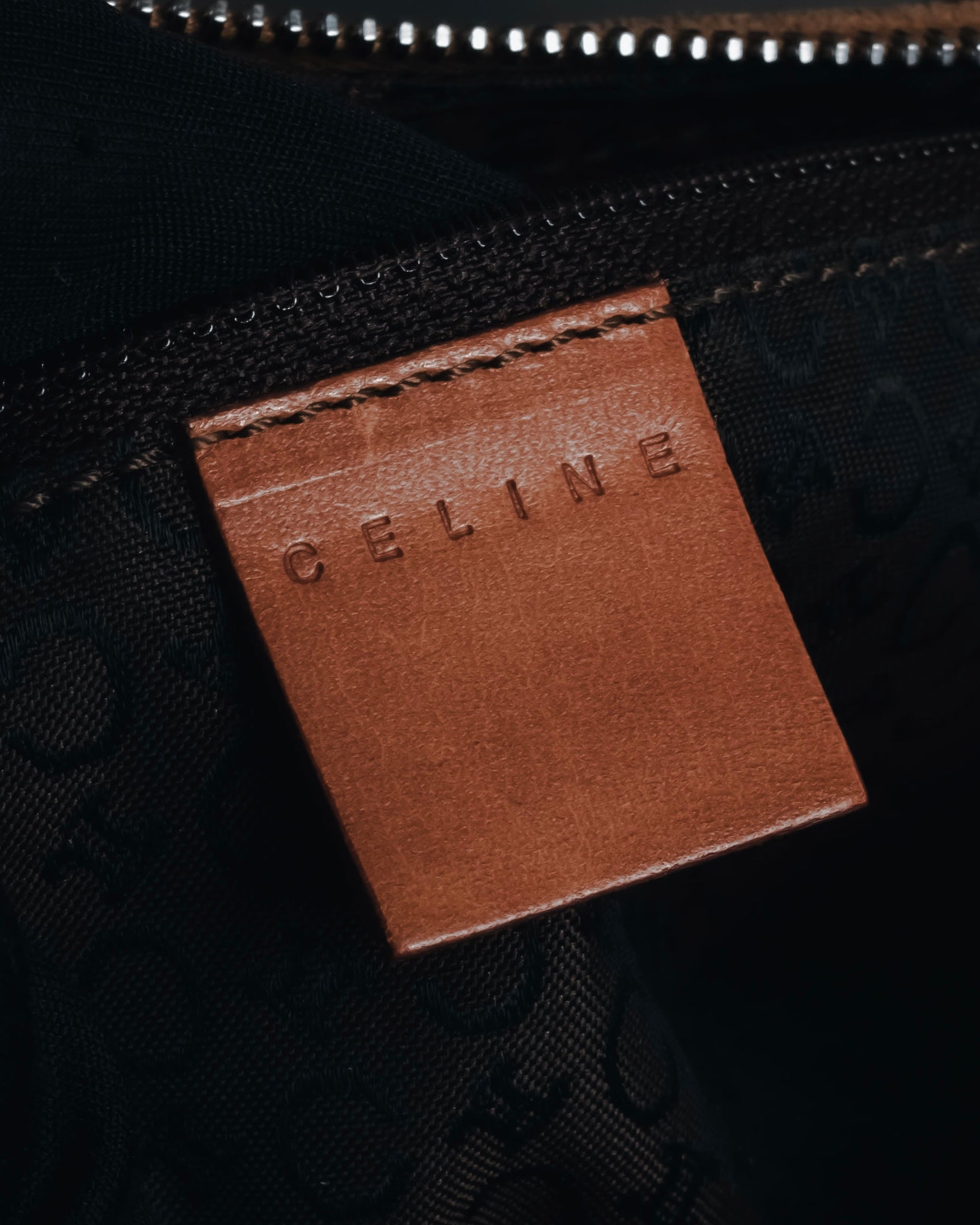 "CELINE" 00's Macadam logo engraved suede leather bag