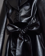 "MATÉRIEL TBILISI" Draped belted synthetic leather long jacket