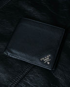 “Prada” Saffiano leather triangle logo wallet
