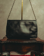 “BALENCIAGA” 80’s-early 90’s double BB leather chain shoulder bag