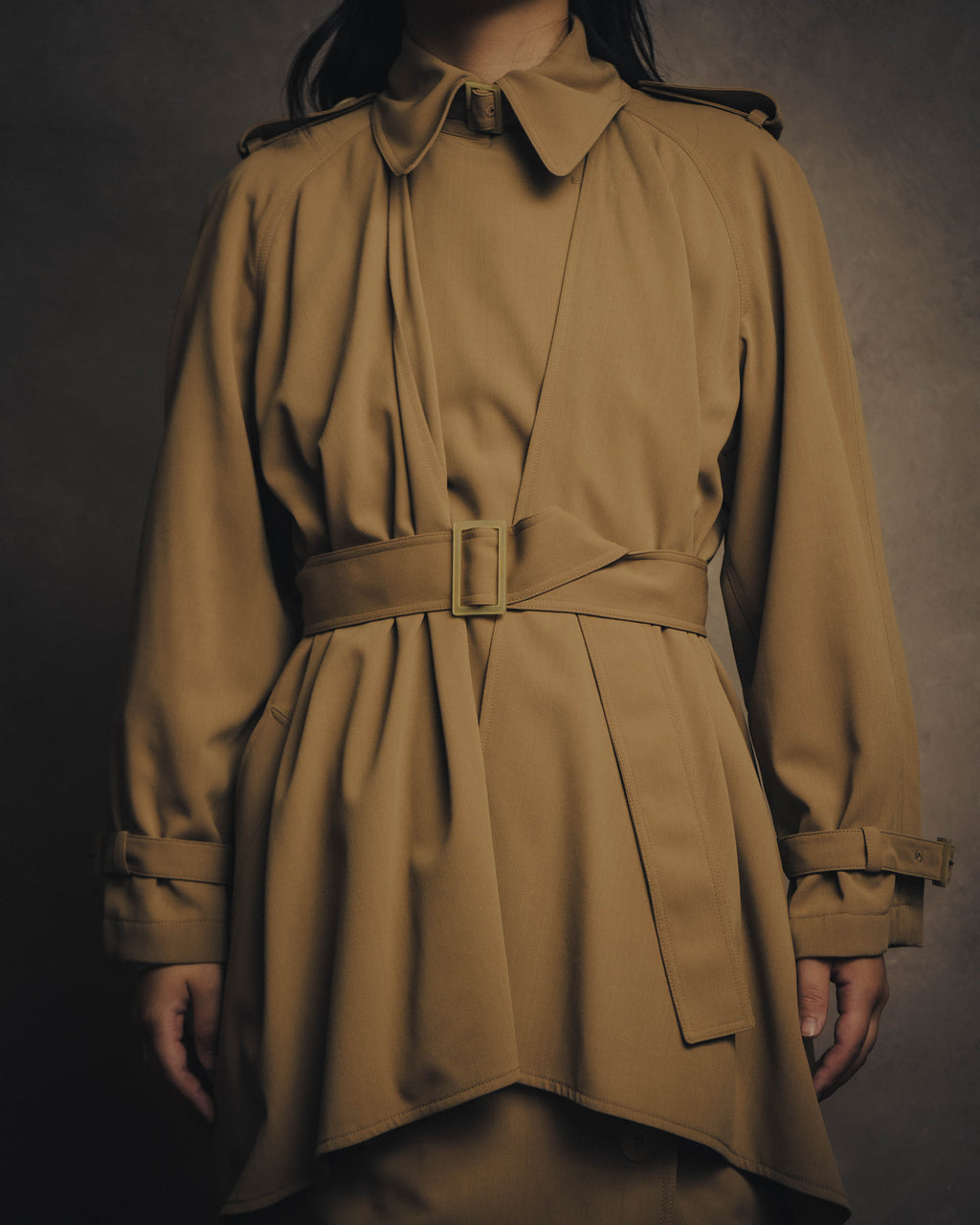 -SPECIAL- “HERMÈS” 90’s-00’s Margiela era draped wool trench coat