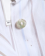 CHANEL/ 2003 Fly Front Design Striped No Sleeve Shirt White