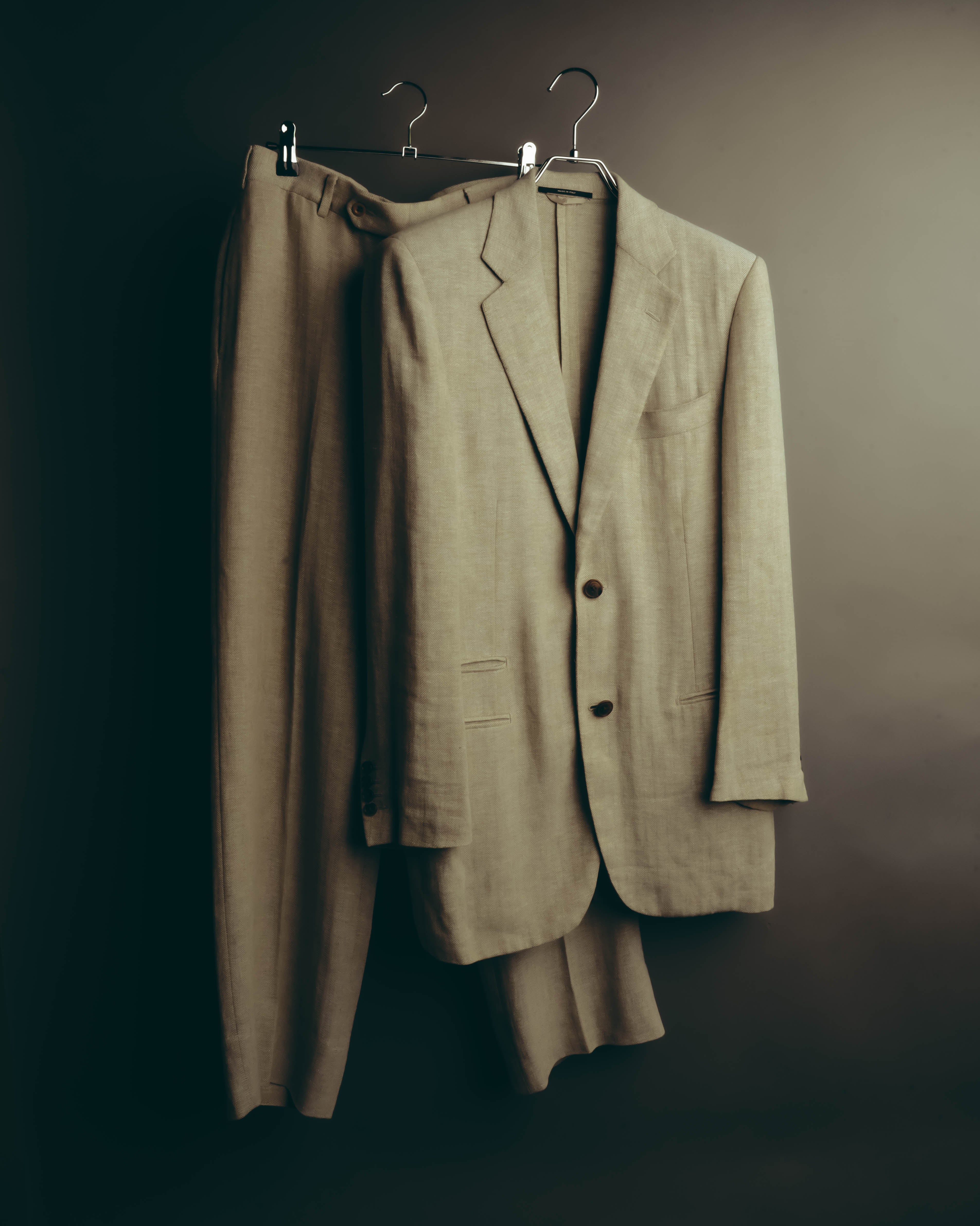 -SPECIAL- “HERMES” 80’s-90’s Herringbone linen suit set