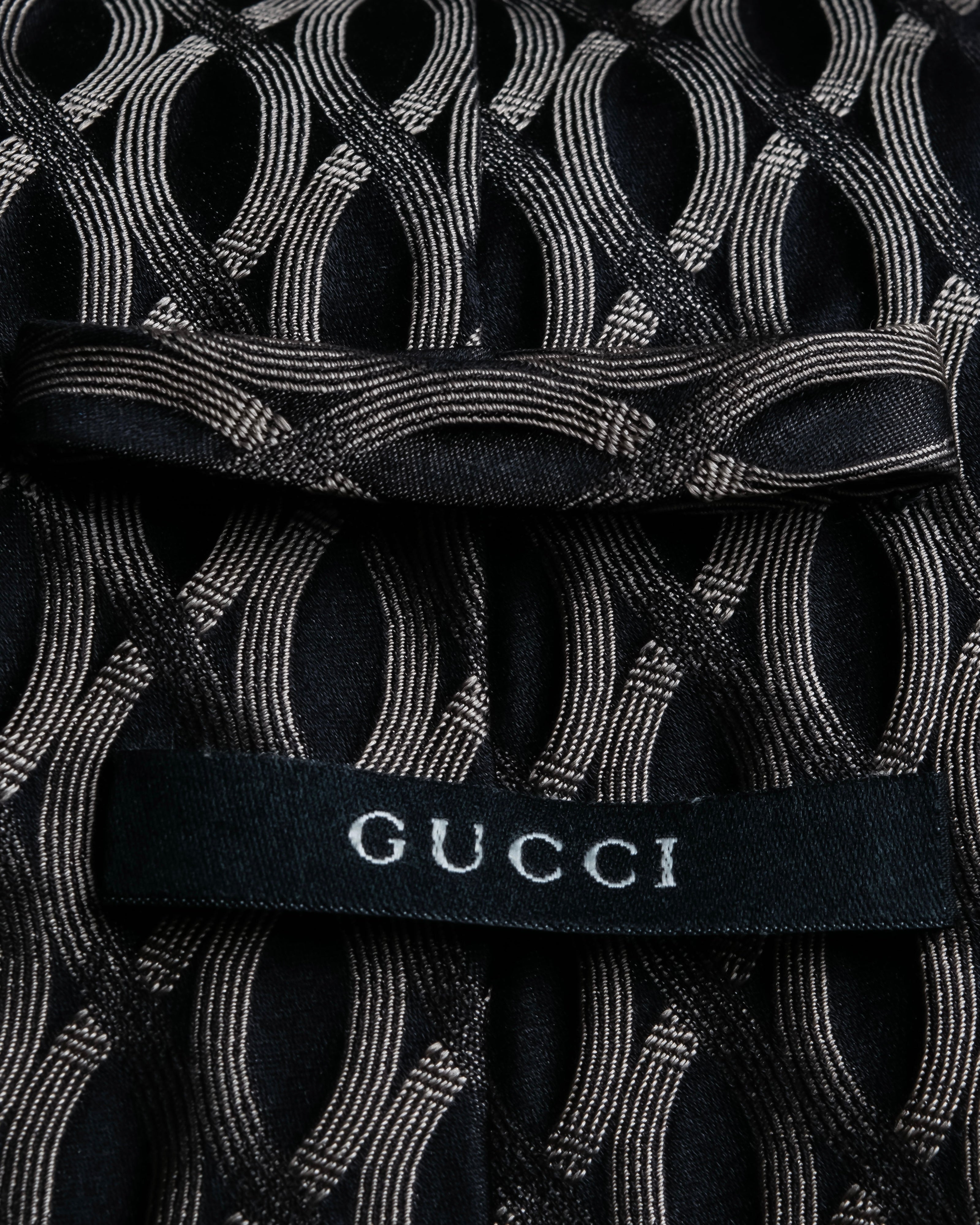 "GUCCI" Cord embroidery glossy necktie