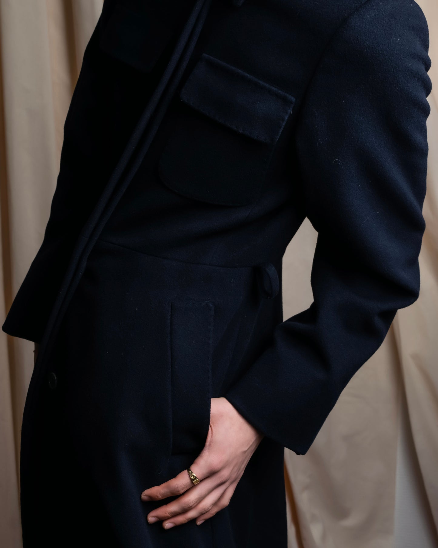 "Max Mara" Front pocket detail maxi length cashmere mix maxi length coat