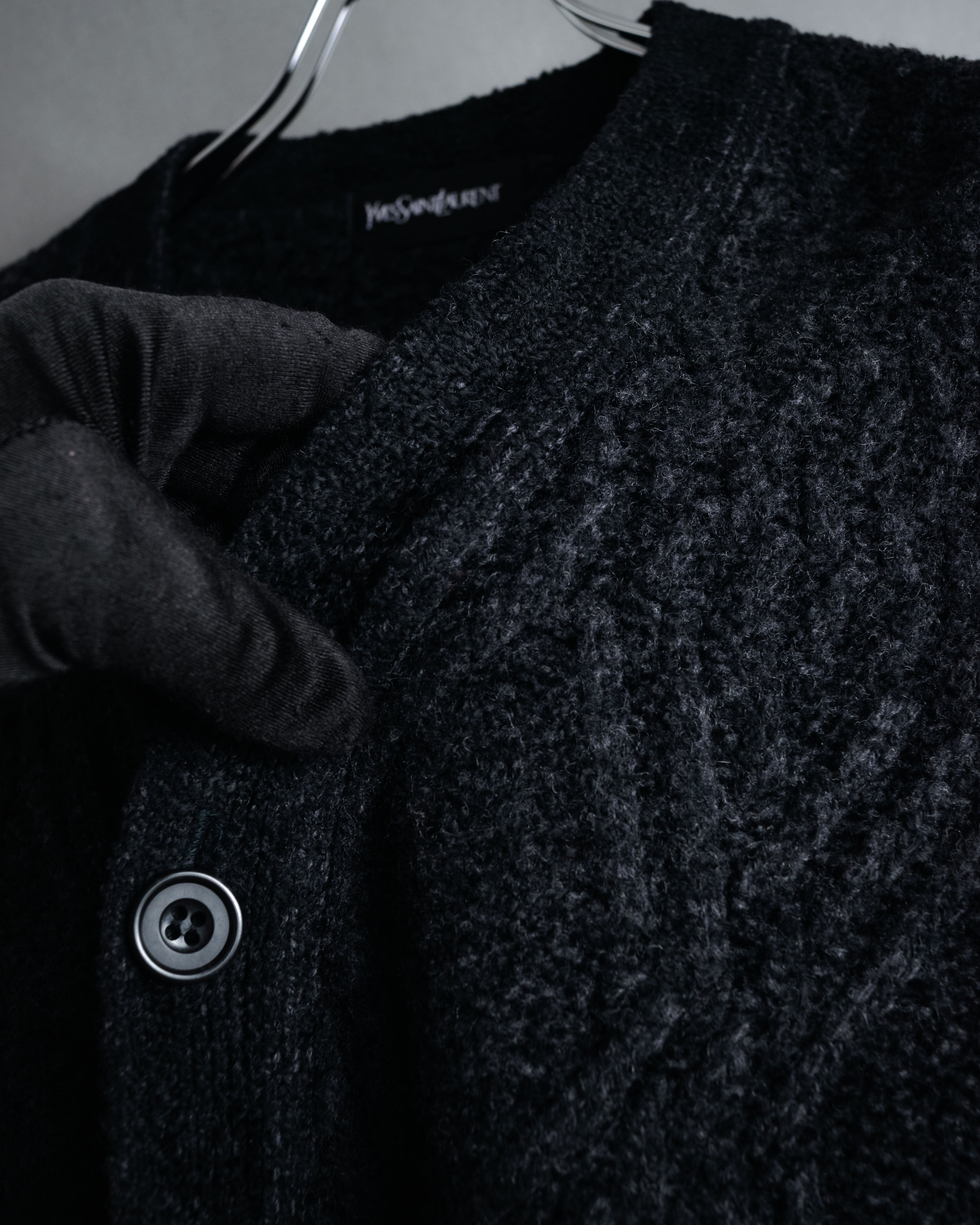 “Yves Saint Laurent” 90’s Textured diamond pattern cardigan