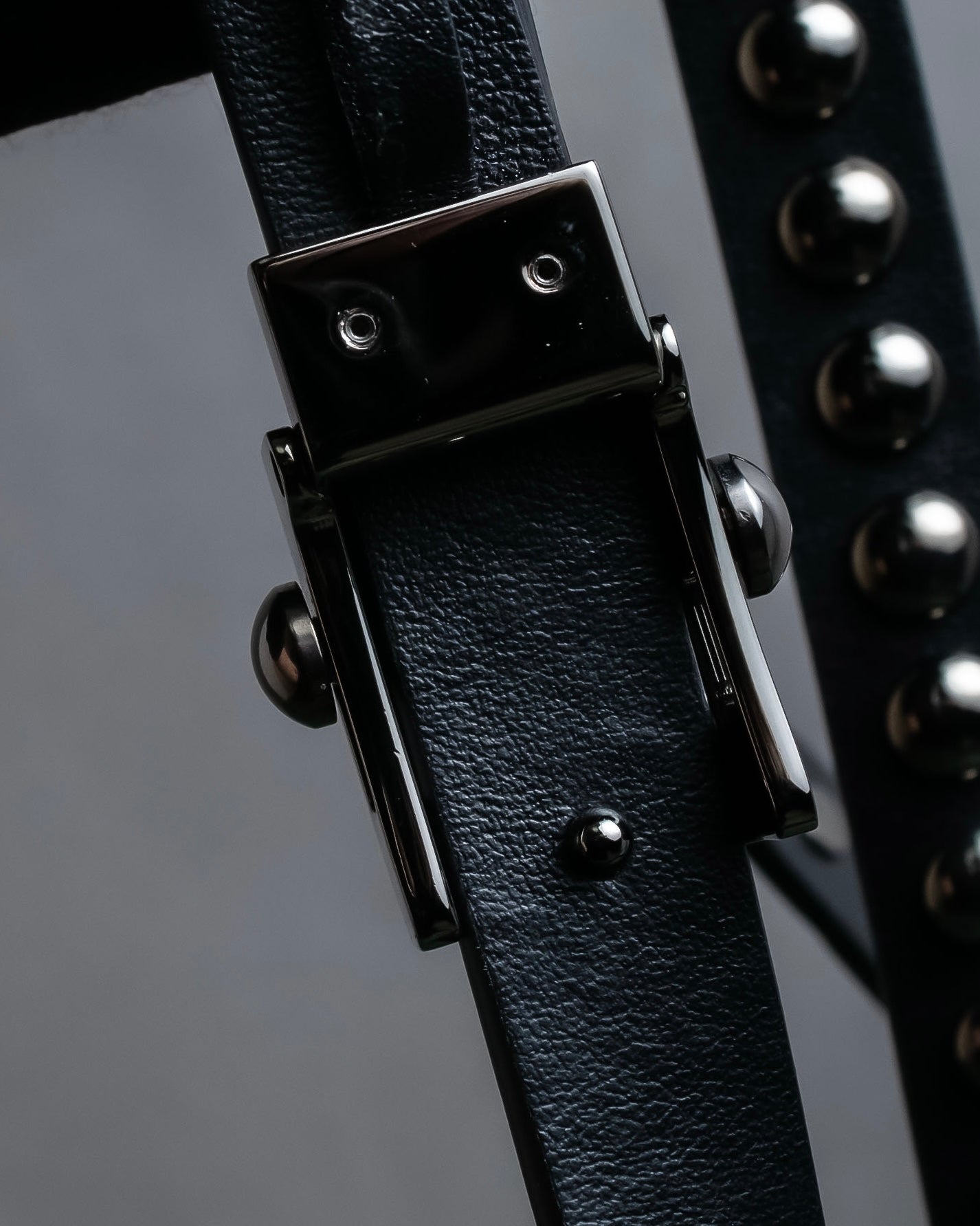 "Christian Dior" Silver stud detail narrow leather belt