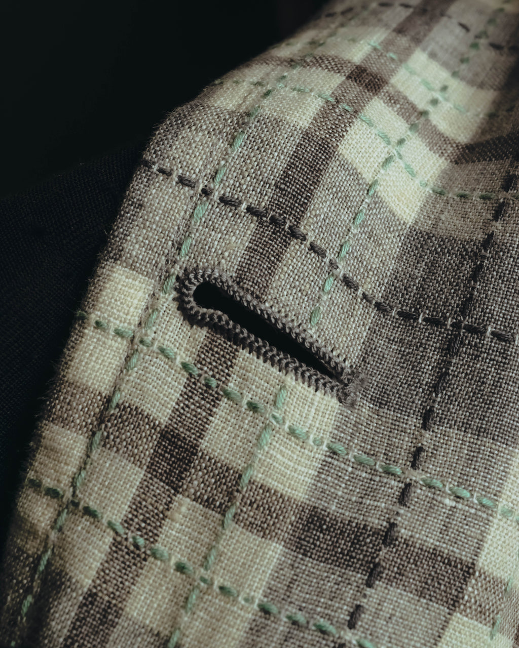 -SPECIAL- "Hermès" 10's Textured linen blend check blazer