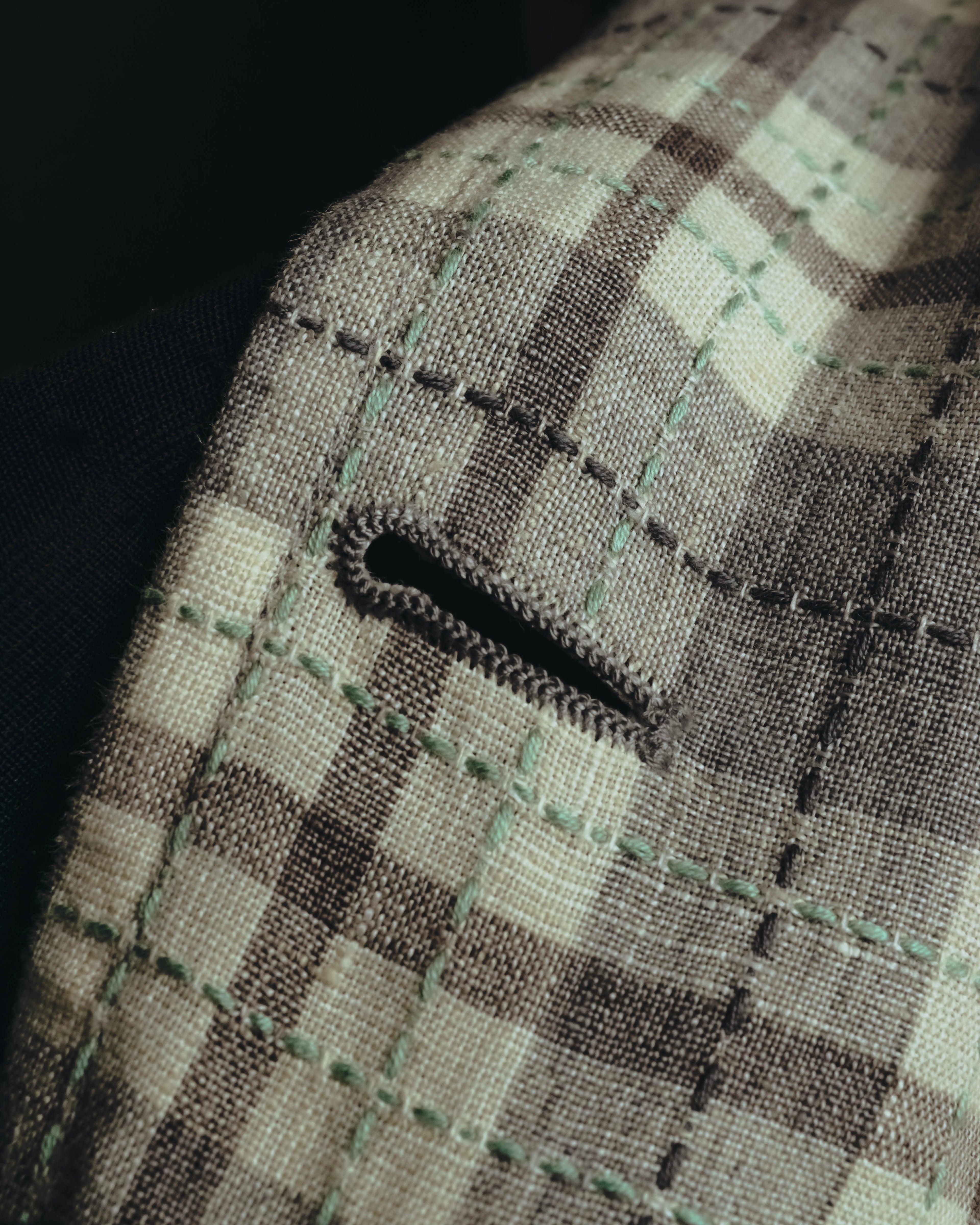 -SPECIAL- "Hermès" 10's Textured linen blend check blazer
