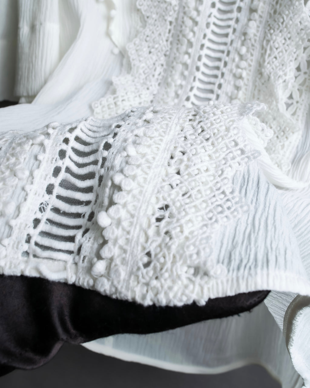 "ISABEL MARANT" Lace knit frill docking sheer blouse