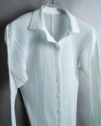 "PLEATS PLEASE ISSEY MIYAKE" Three-dimensional pleated long shirt
