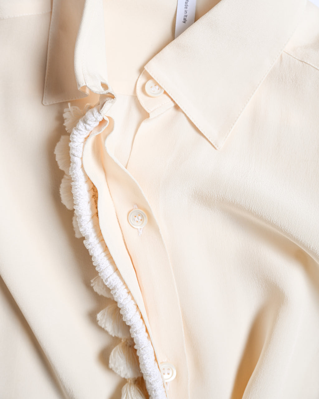 LOEWE by Jonathan Anderson/ Front Rope Trim Designed Dress Shirt Ivory