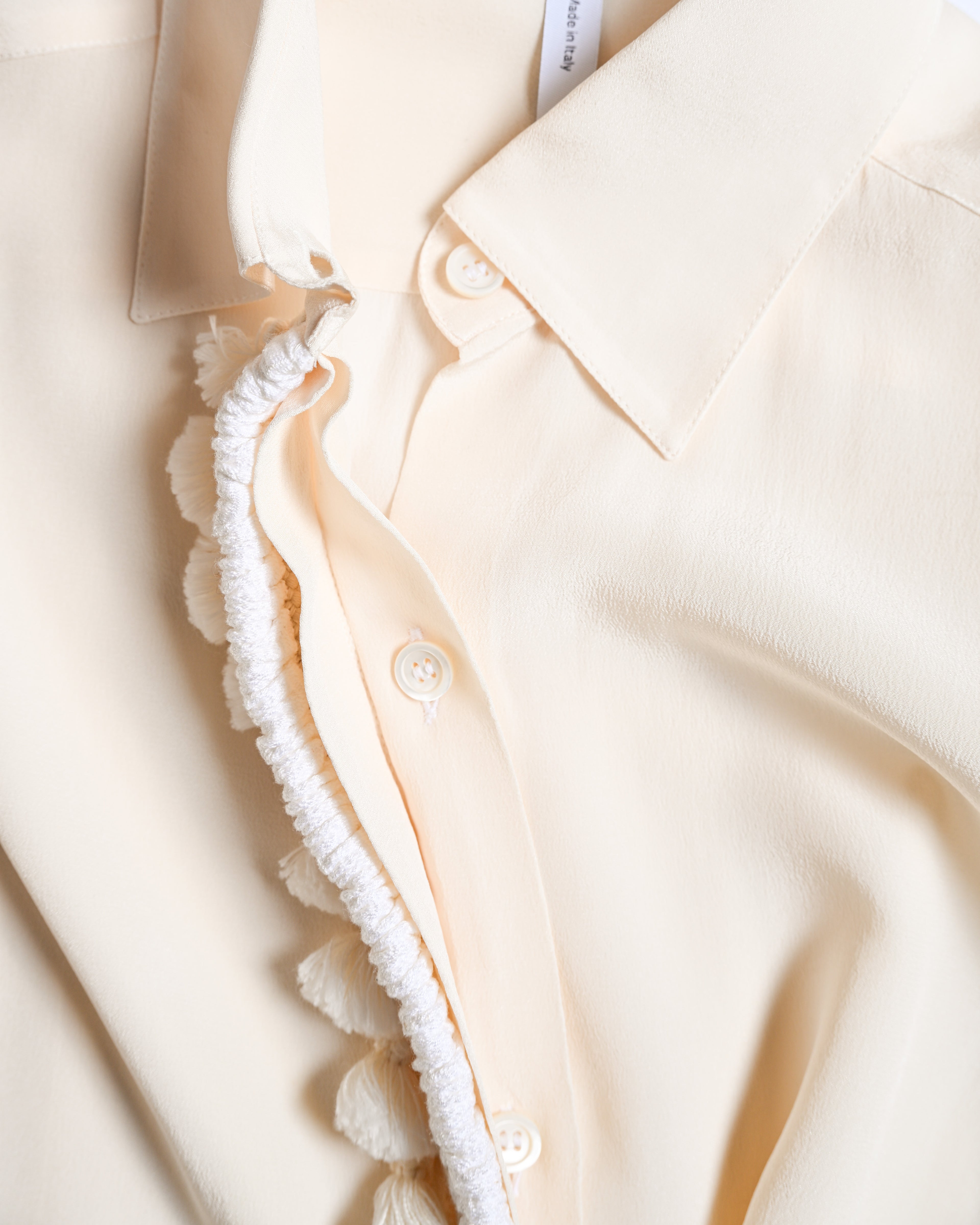 LOEWE by Jonathan Anderson/ Front Rope Trim Designed Dress Shirt Ivory