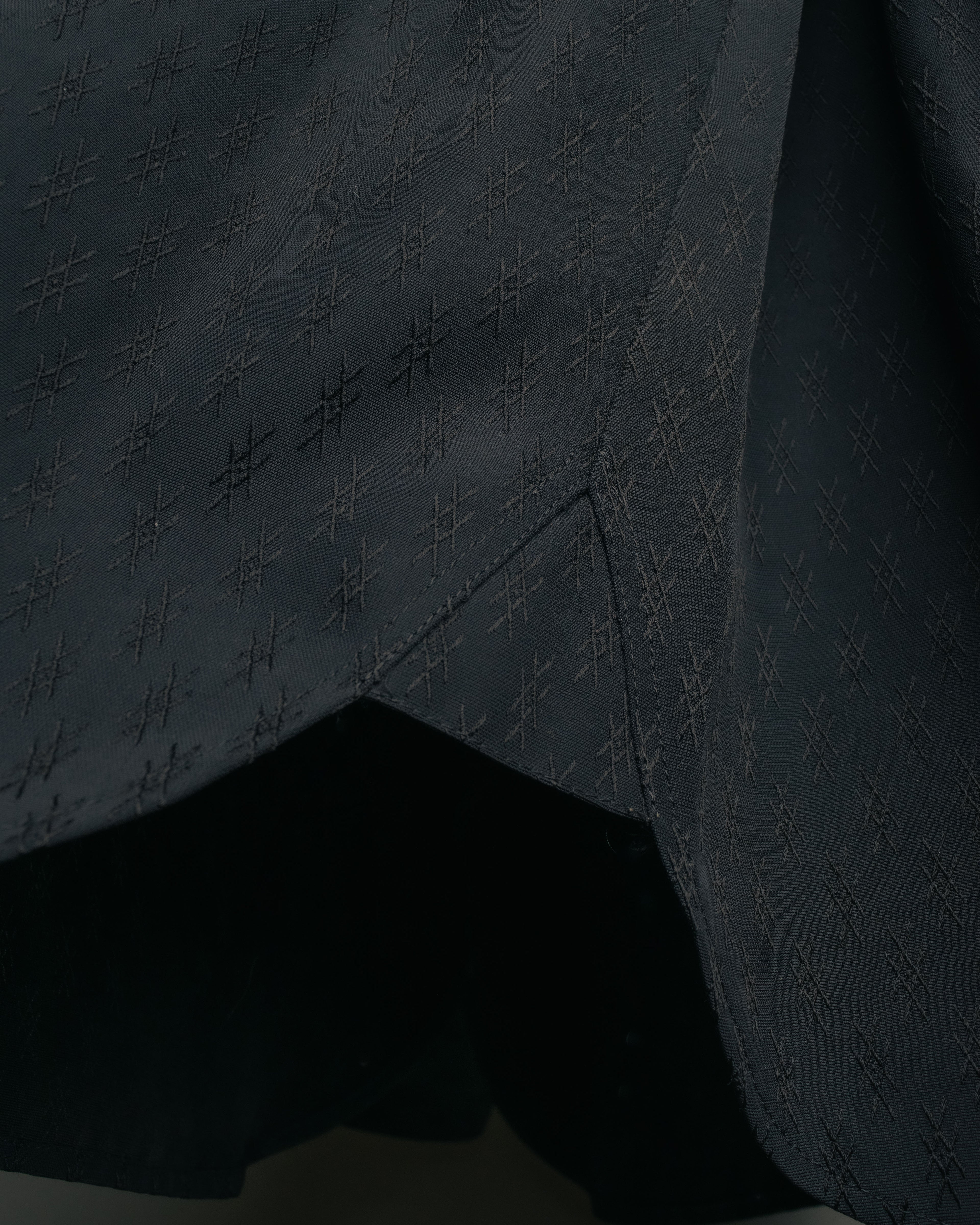 "Jean Paul Gaultier Classique" 90's Geometric jacquard total-pattern shirt with shell buttons