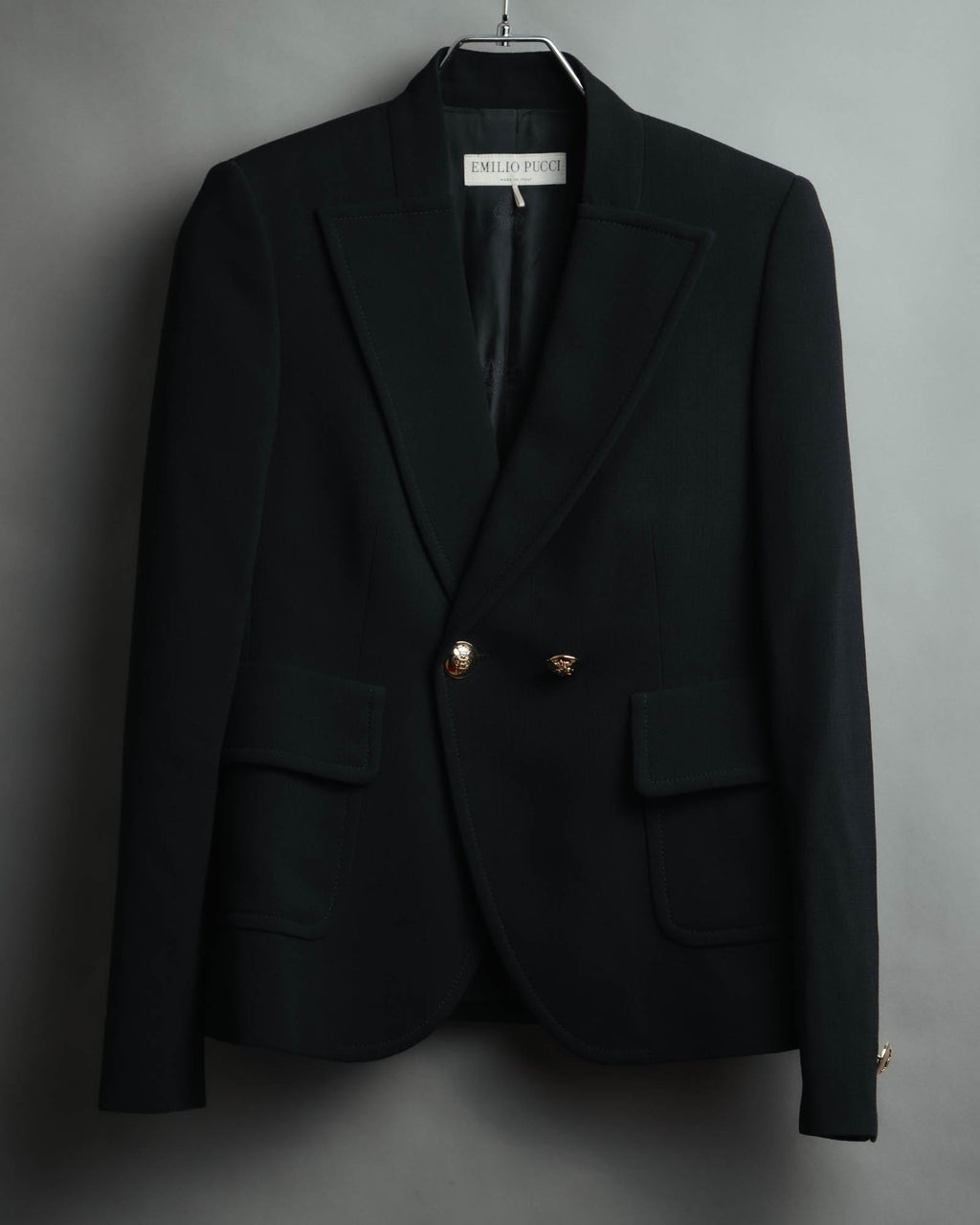 "EMILIO PUCCI" 00's-10's Gold buttoned tailored wool blazer