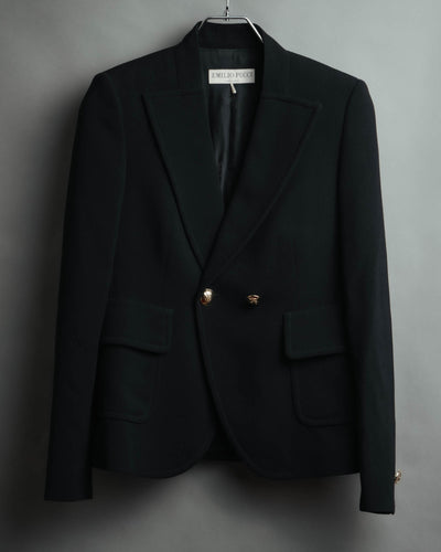 "EMILIO PUCCI" 00's-10's Gold buttoned tailored wool blazer