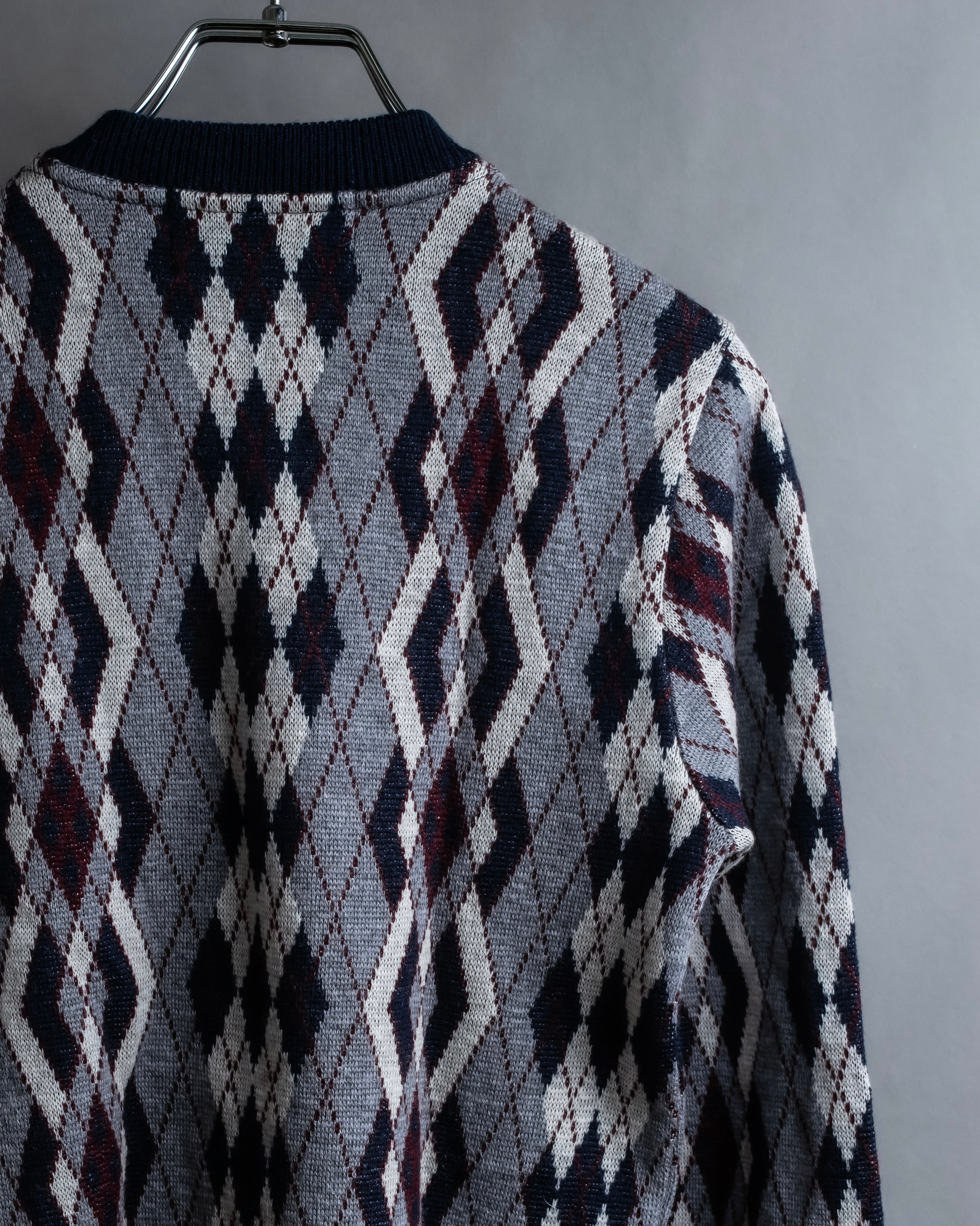 "COMME des GARCONS SHIRT × FRED PERRY" Argyle pattern box silhouette wool knit
