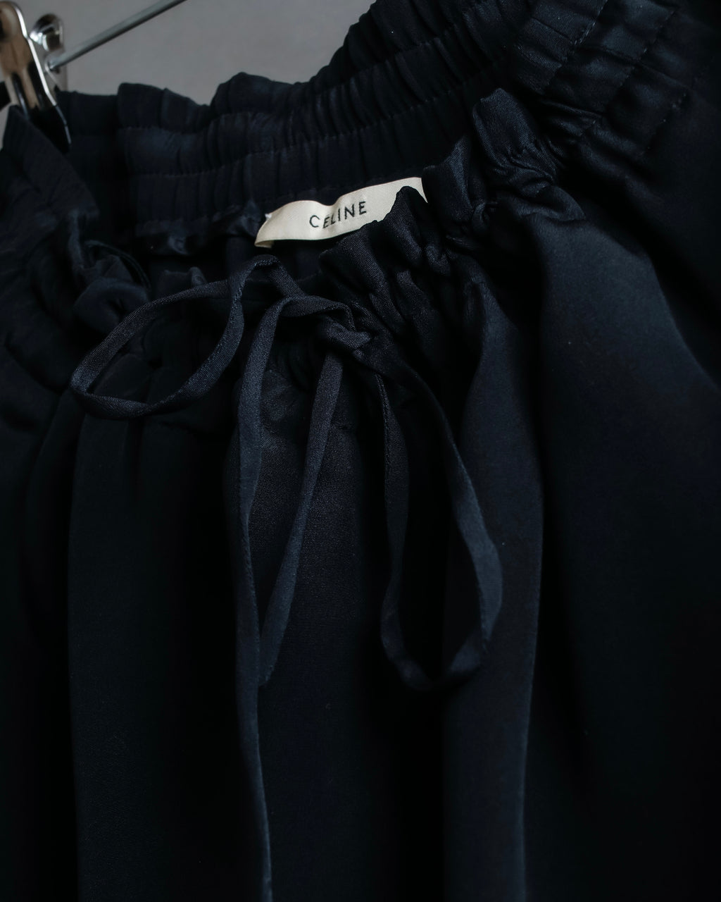 "CELINE" Gathered design mid-length silk skirt