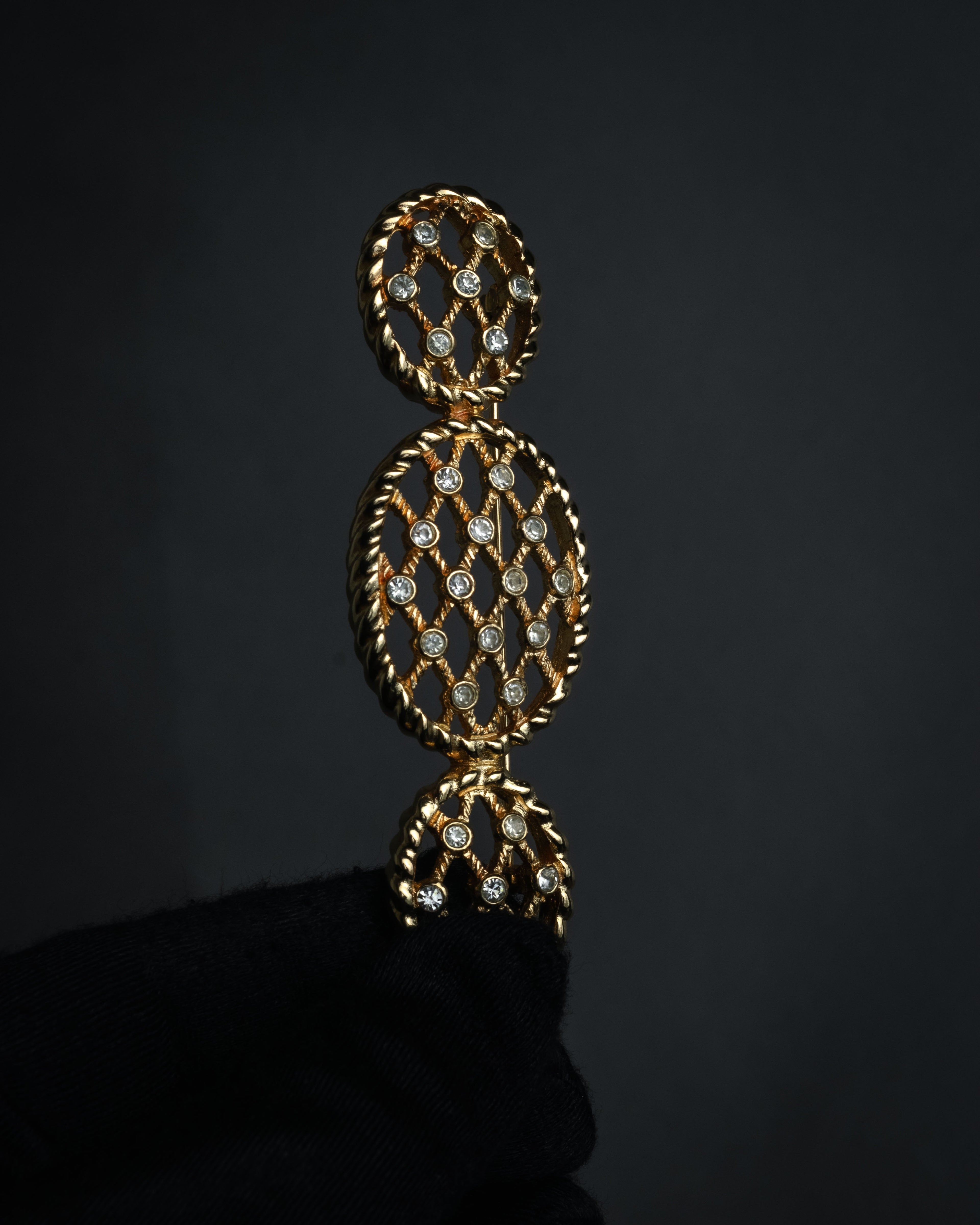 “Christian Dior” 70’s-80’s Lattice rhinestone brooch