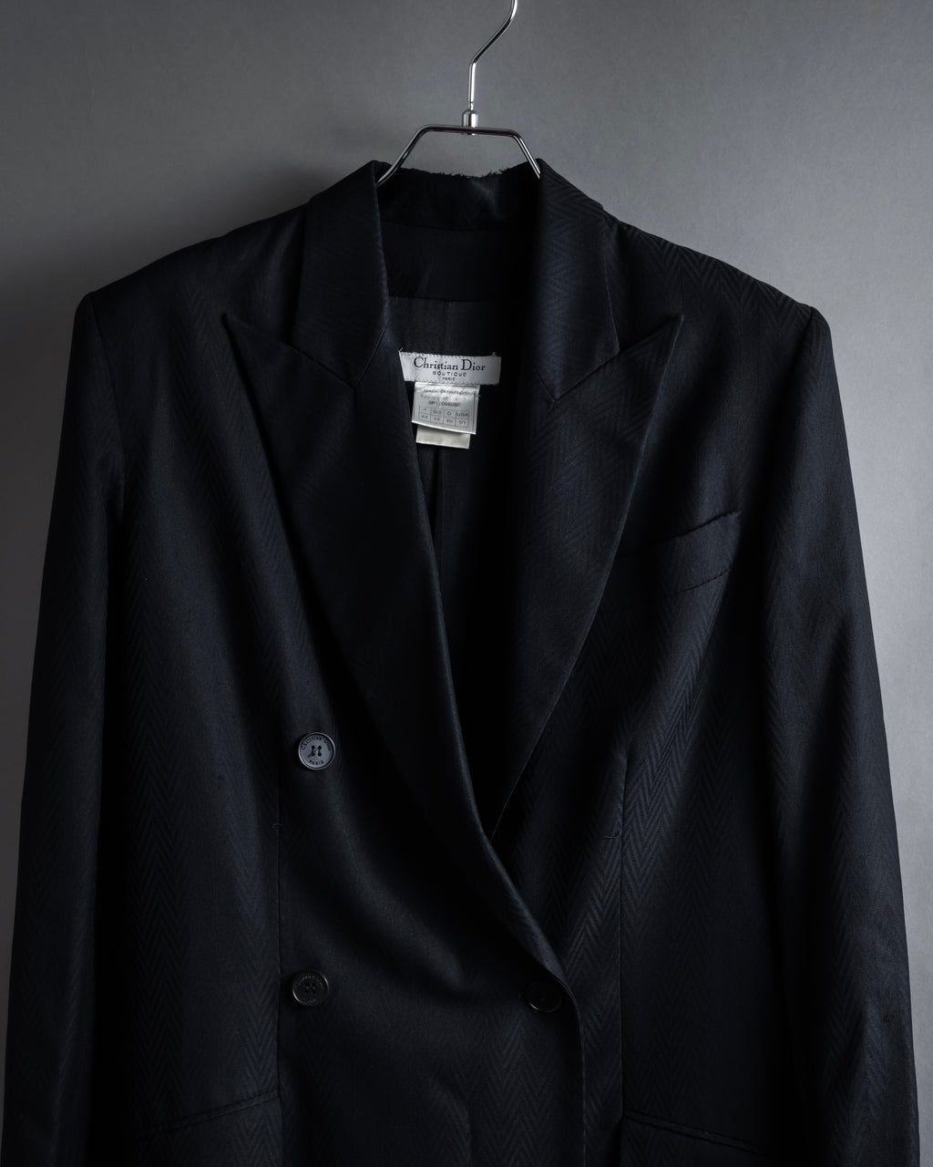 “Christian Dior” 90’s sculpted herringbone chester coat