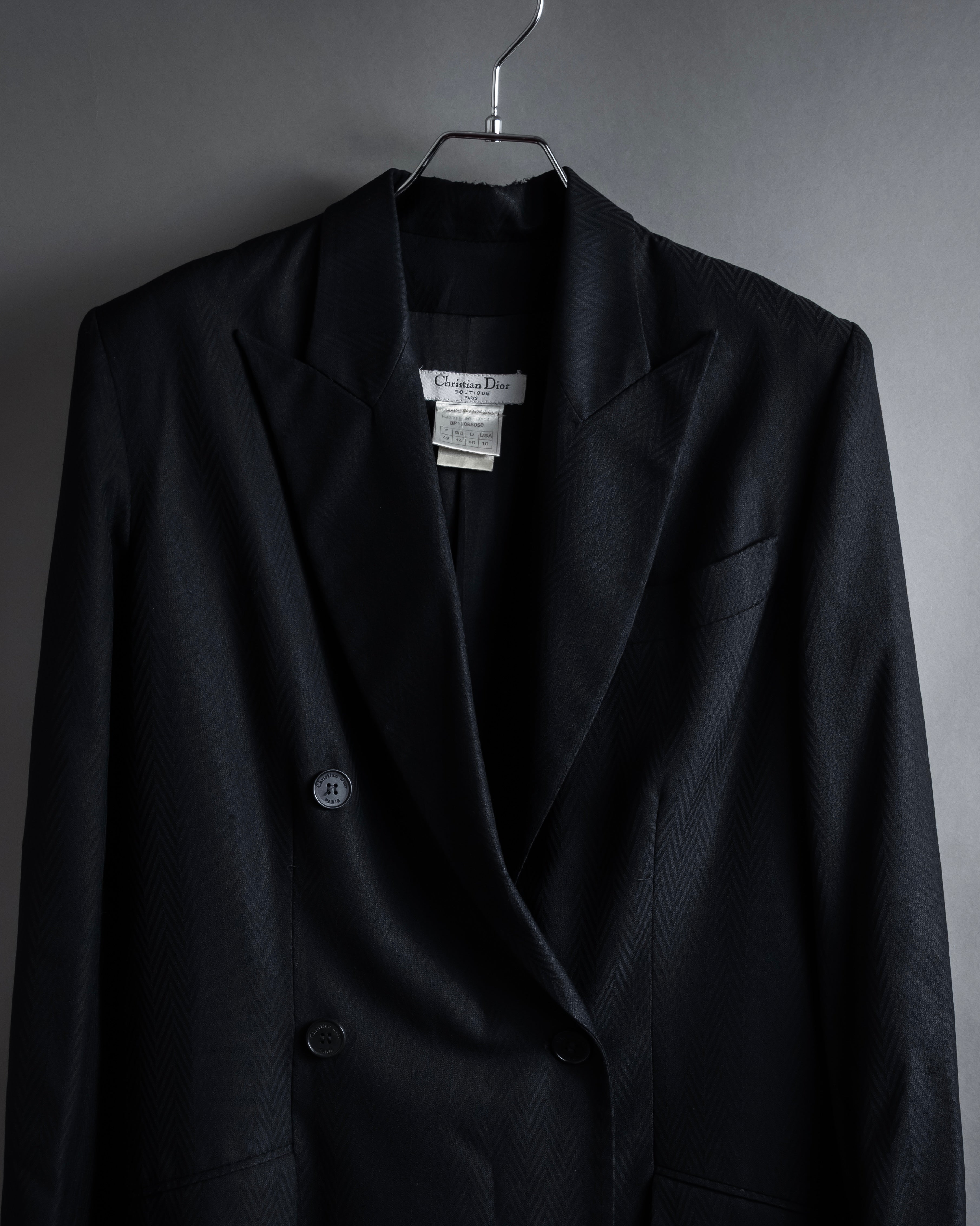 “Christian Dior” 90’s sculpted herringbone chester coat