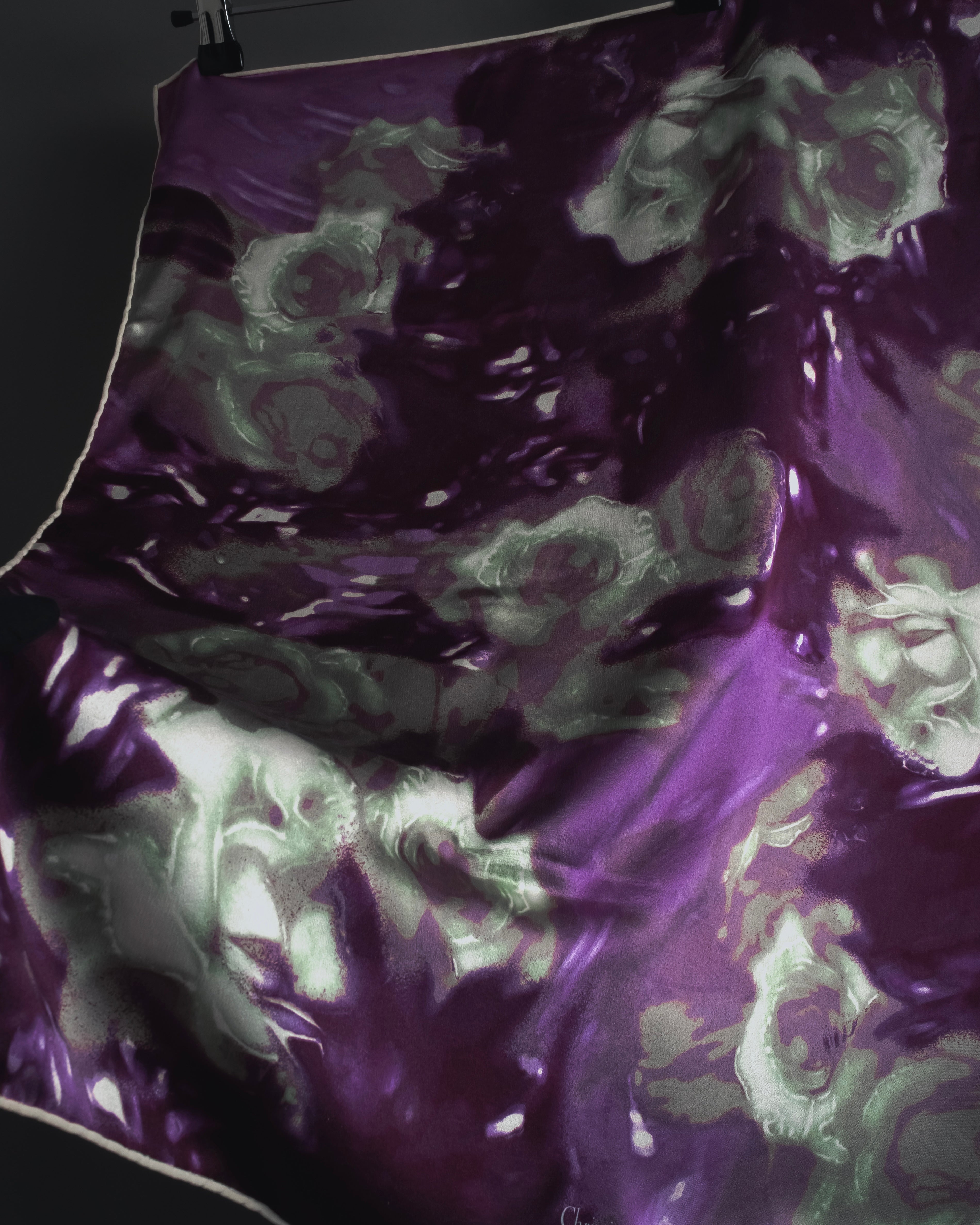"Christian Dior" Abstract floral marbled print scarf