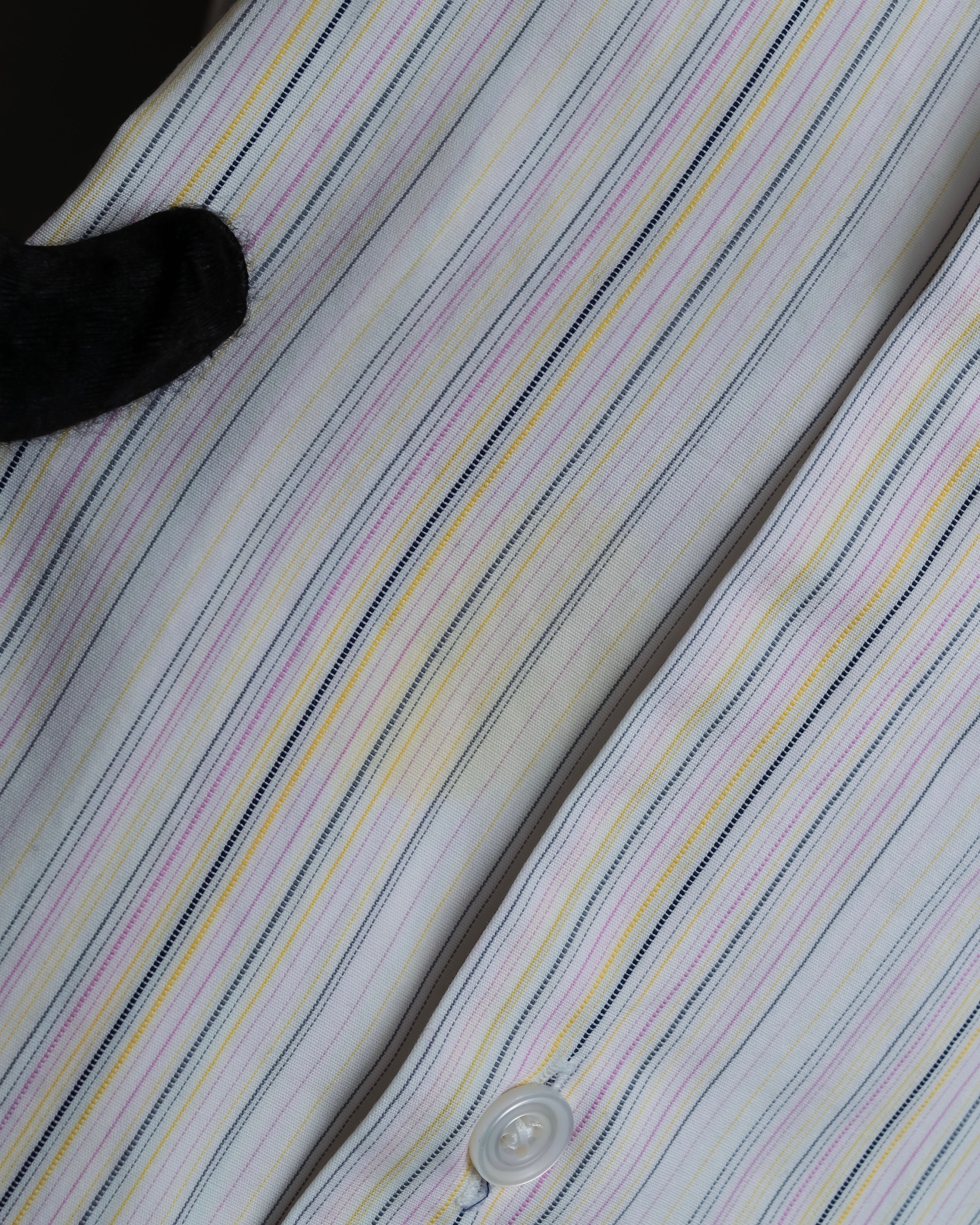 "HERMES" Multi-stripe pattern hand-sewn nuance cotton shirt
