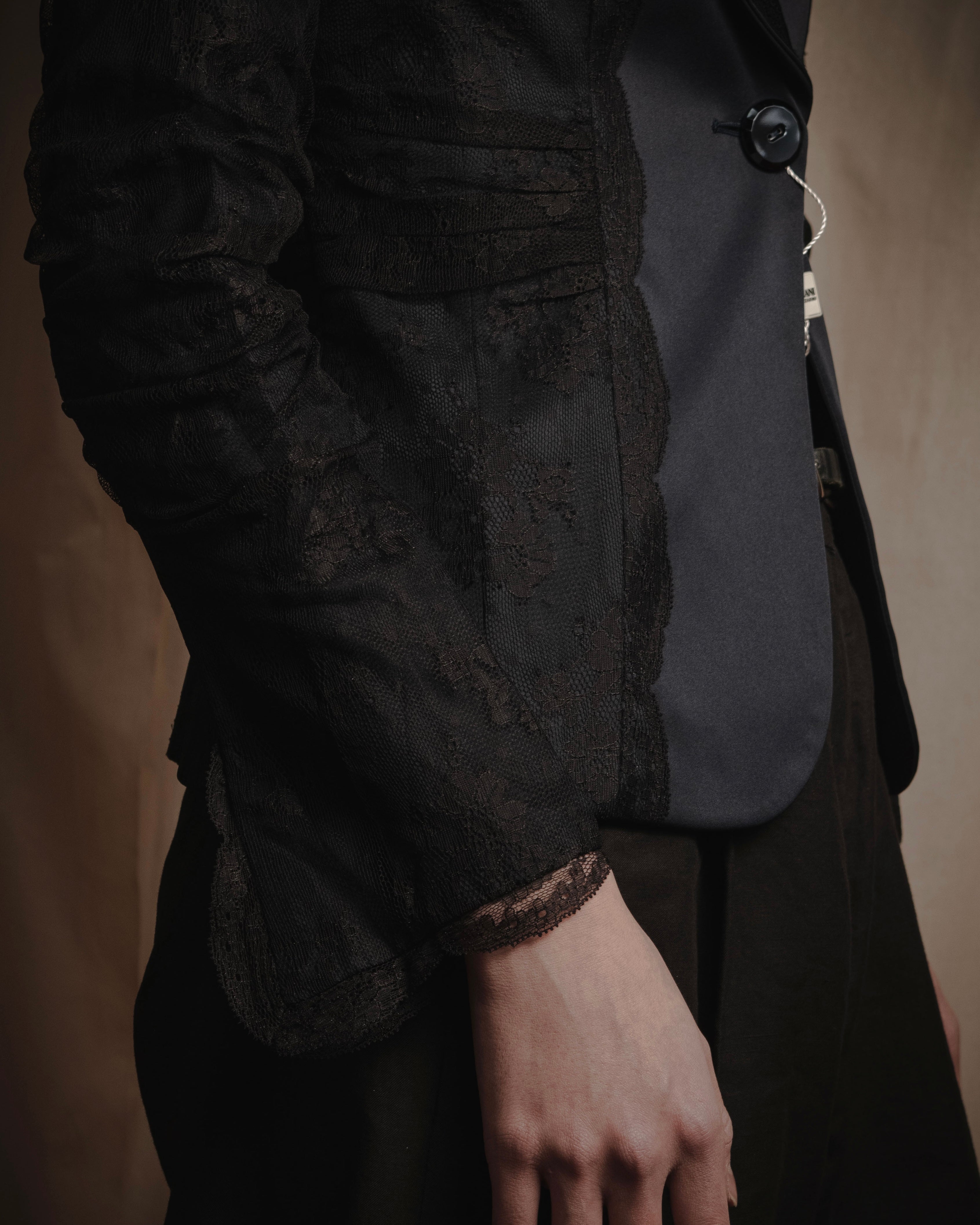 "ARMANI COLLEZIONI" Sheer lace layered tailored jacket