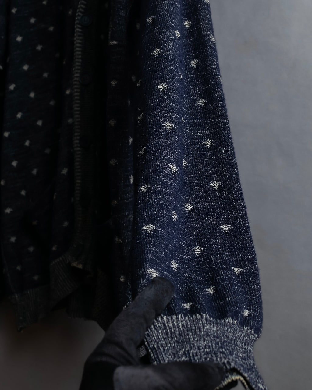 "Vintage abstract polka dot knit cardigan"