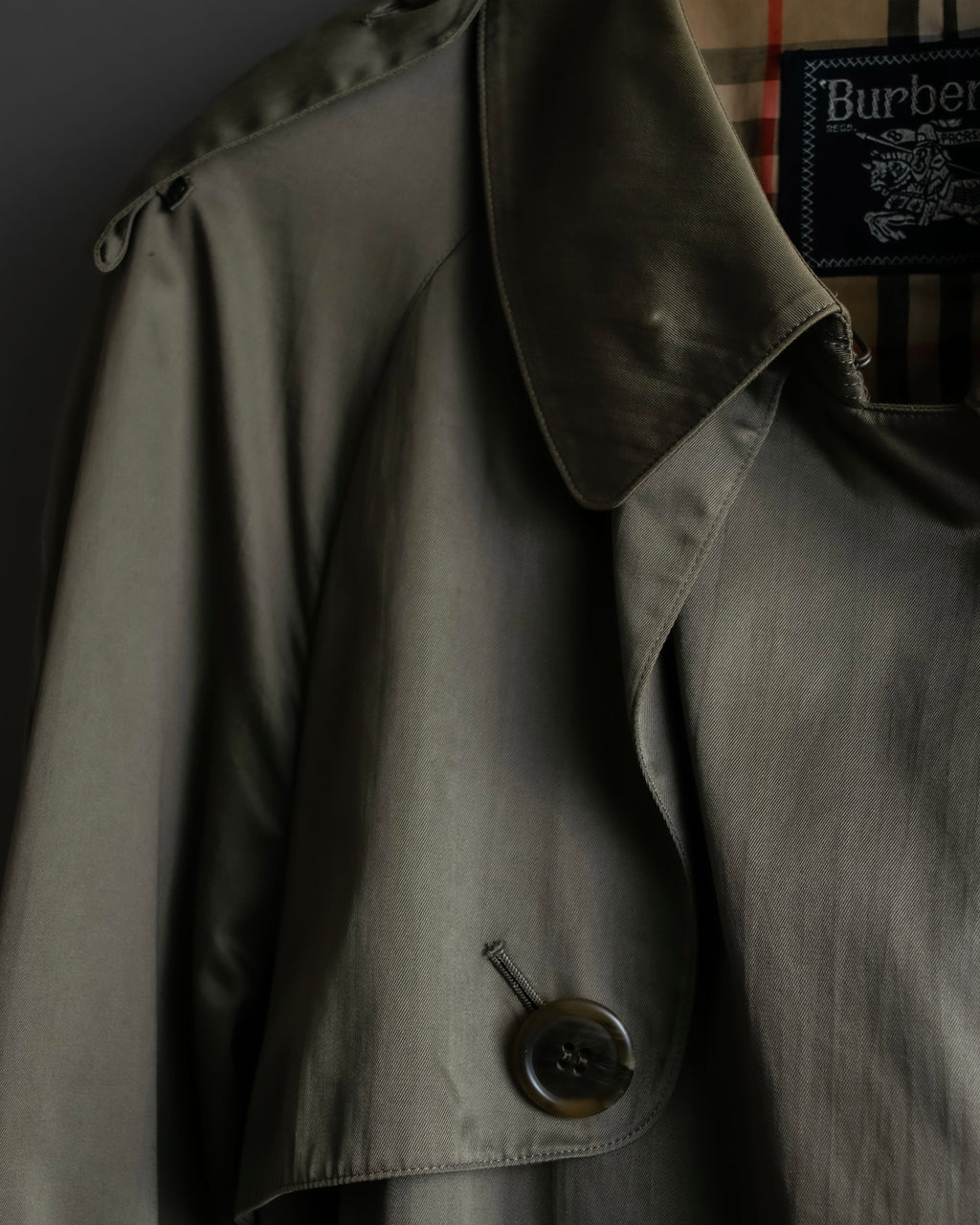 "Burberrys" Dark khaki belted trench coat