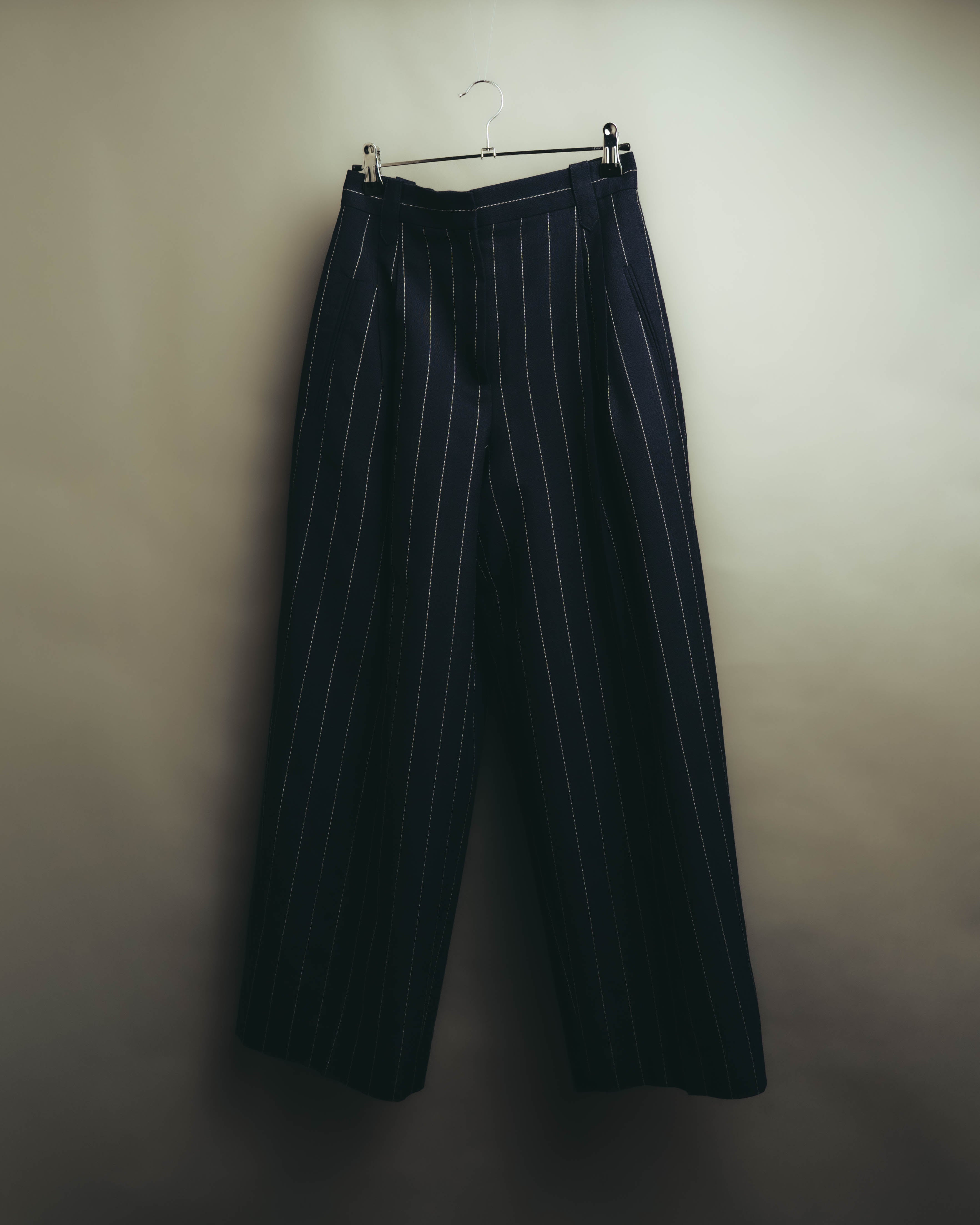 -SPECIAL- "LOEWE" 10's Pinstriped silk-lined wide trousers